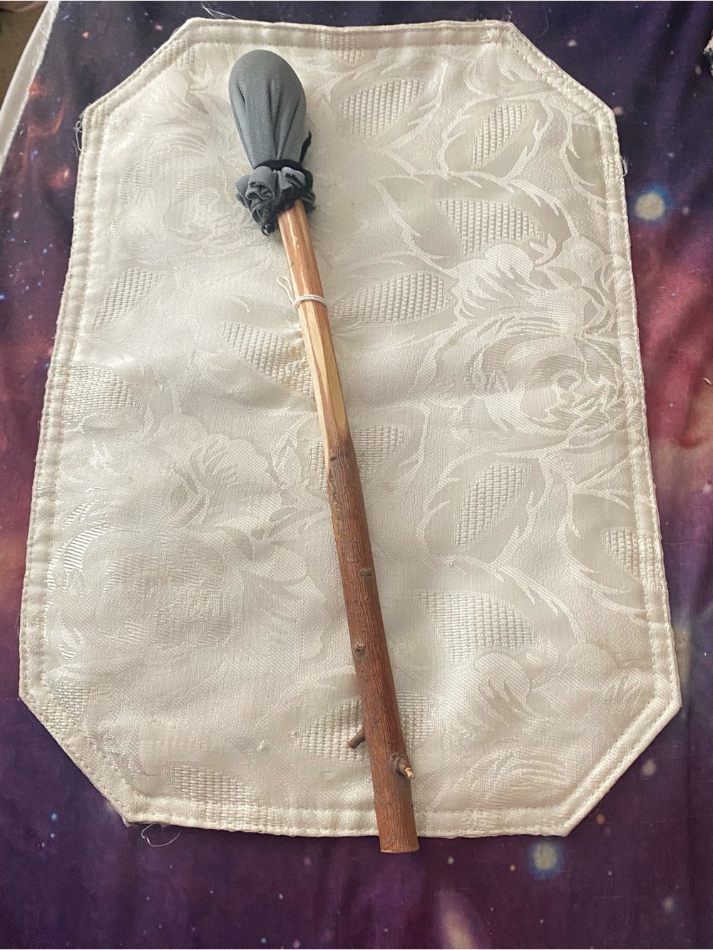 Native Shaman Ceremonial 15” Stick Drum Beater Mallet Wood & Fabric Covered End